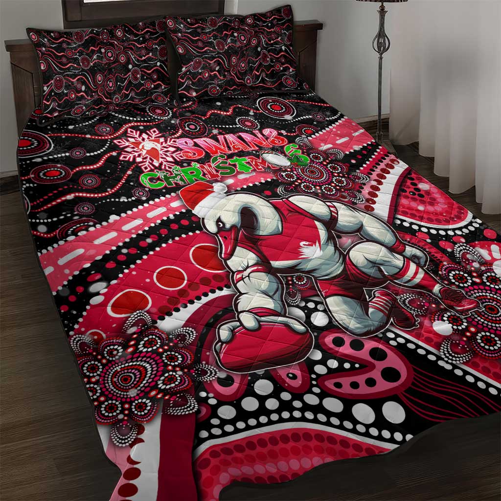 Merry Christmas AFL Swans Quilt Bed Set Aboriginal Santa Football Mascot DT02
