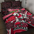Merry Christmas AFL Swans Quilt Bed Set Aboriginal Santa Football Mascot DT02
