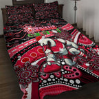 Merry Christmas AFL Swans Quilt Bed Set Aboriginal Santa Football Mascot DT02