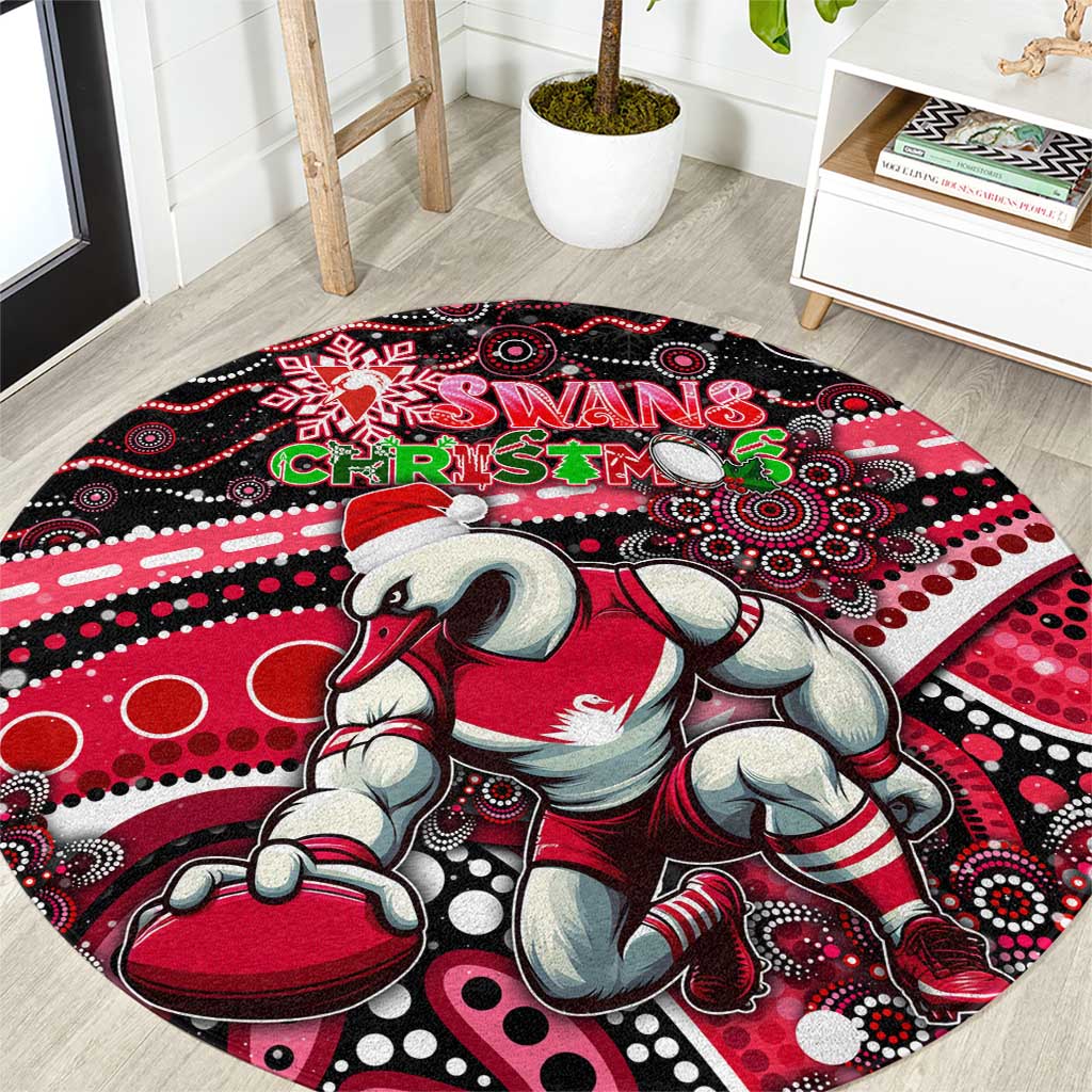 Merry Christmas AFL Swans Round Carpet Aboriginal Santa Football Mascot DT02