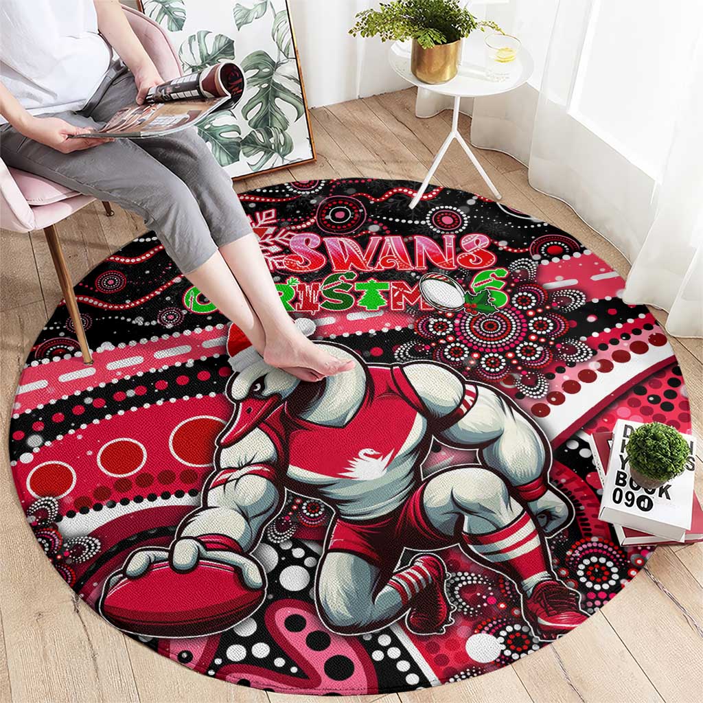 Merry Christmas AFL Swans Round Carpet Aboriginal Santa Football Mascot DT02
