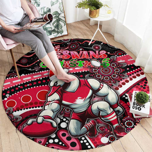 Merry Christmas AFL Swans Round Carpet Aboriginal Santa Football Mascot DT02
