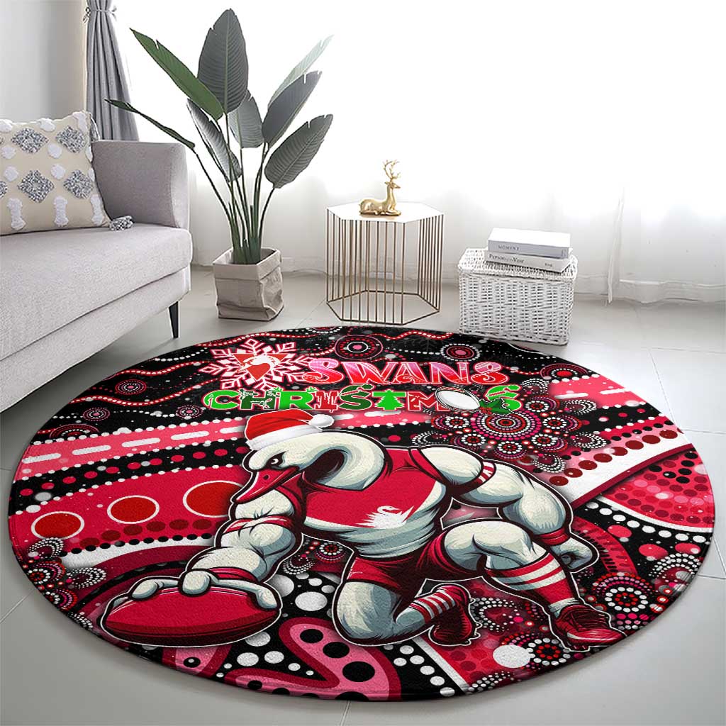 Merry Christmas AFL Swans Round Carpet Aboriginal Santa Football Mascot DT02