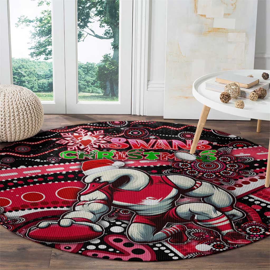 Merry Christmas AFL Swans Round Carpet Aboriginal Santa Football Mascot DT02