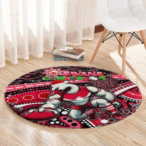 Merry Christmas AFL Swans Round Carpet Aboriginal Santa Football Mascot DT02