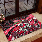 Merry Christmas AFL Swans Rubber Doormat Aboriginal Santa Football Mascot DT02
