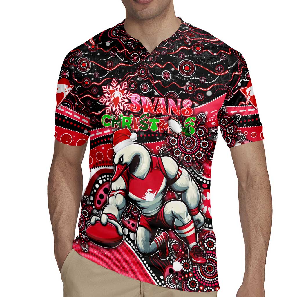 Merry Christmas AFL Swans Rugby Jersey Aboriginal Santa Football Mascot DT02
