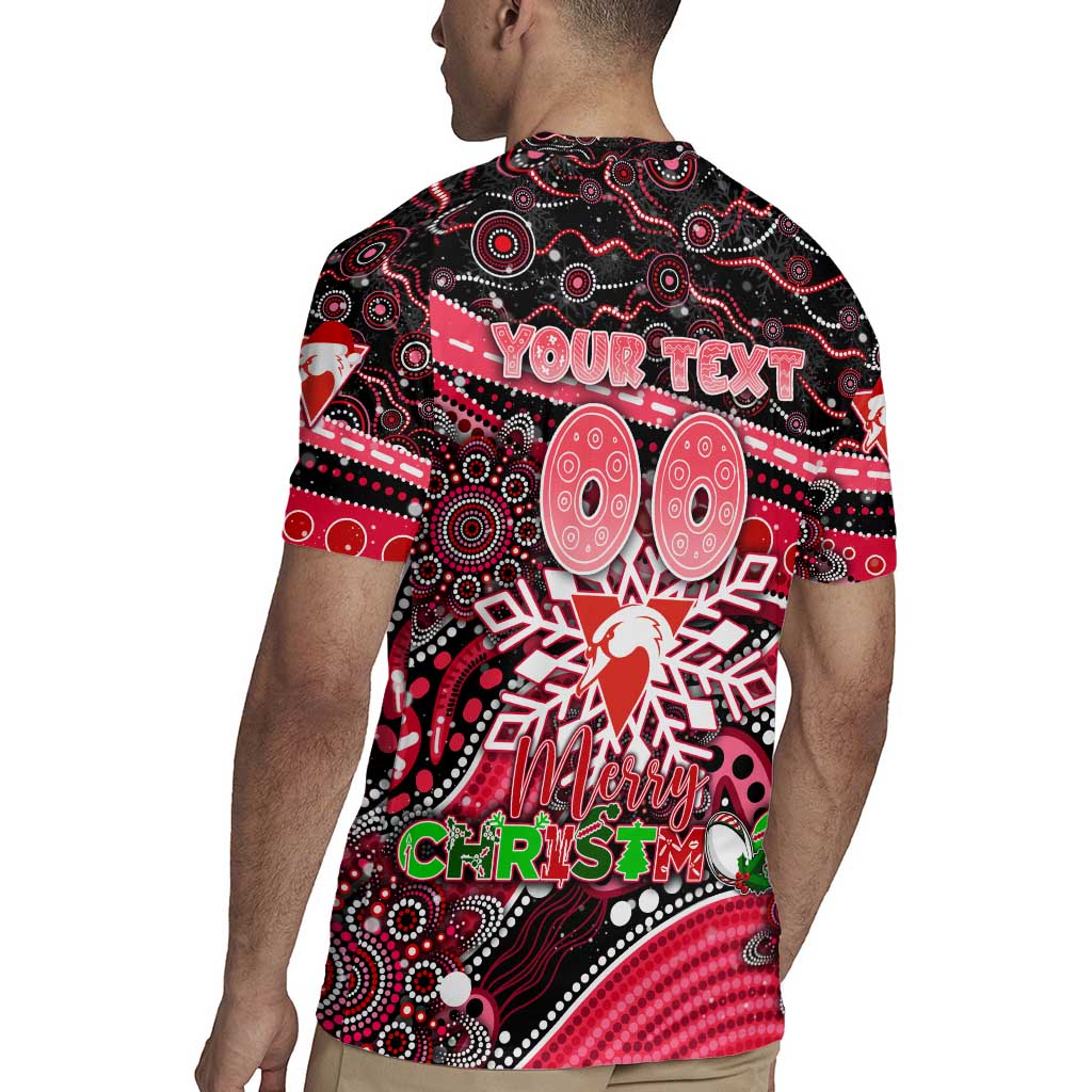 Merry Christmas AFL Swans Rugby Jersey Aboriginal Santa Football Mascot DT02