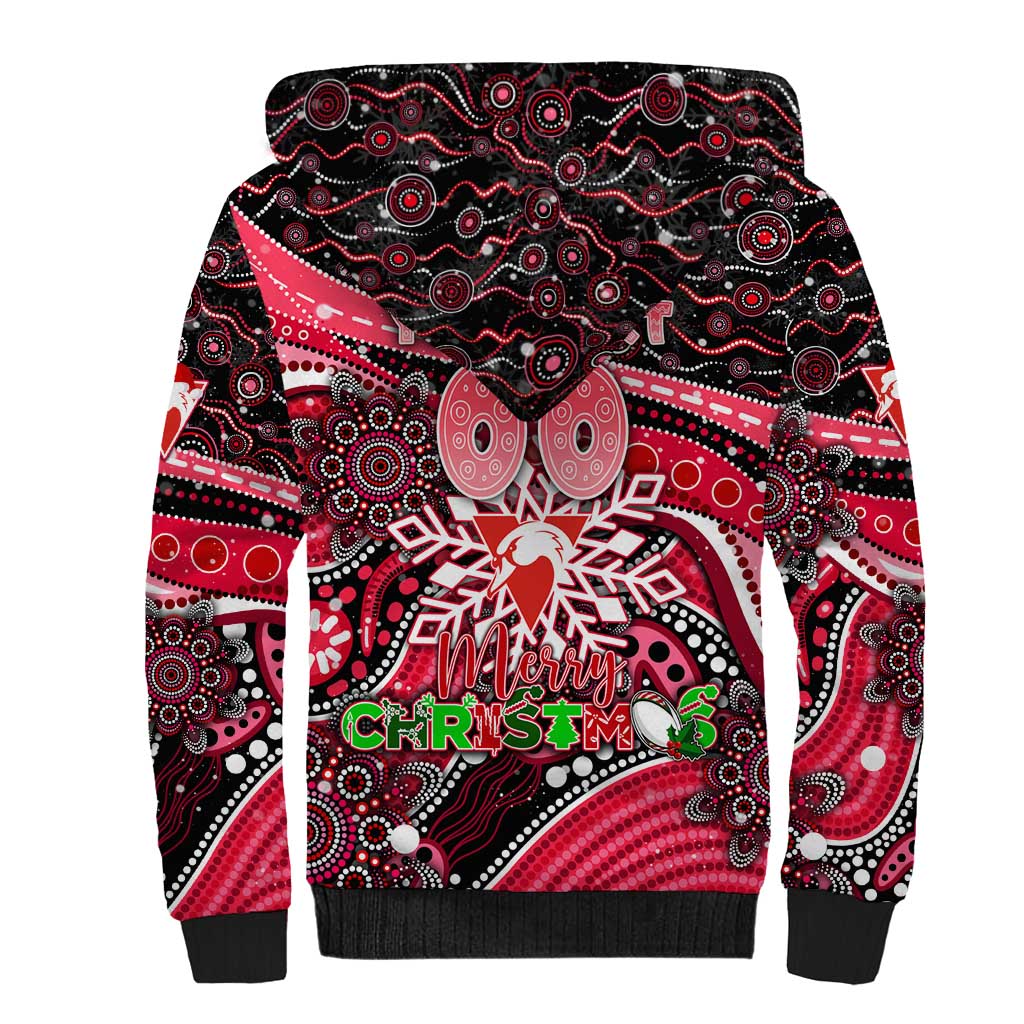 Merry Christmas AFL Swans Sherpa Hoodie Aboriginal Santa Football Mascot DT02