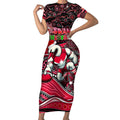 Merry Christmas AFL Swans Short Sleeve Bodycon Dress Aboriginal Santa Football Mascot DT02