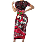 Merry Christmas AFL Swans Short Sleeve Bodycon Dress Aboriginal Santa Football Mascot DT02