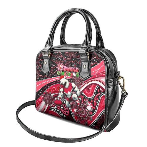 Merry Christmas AFL Swans Shoulder Handbag Aboriginal Santa Football Mascot DT02