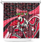 Merry Christmas AFL Swans Shower Curtain Aboriginal Santa Football Mascot DT02
