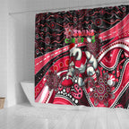 Merry Christmas AFL Swans Shower Curtain Aboriginal Santa Football Mascot DT02