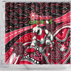 Merry Christmas AFL Swans Shower Curtain Aboriginal Santa Football Mascot DT02
