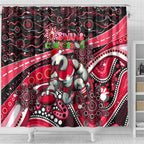Merry Christmas AFL Swans Shower Curtain Aboriginal Santa Football Mascot DT02