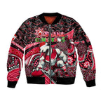 Merry Christmas AFL Swans Sleeve Zip Bomber Jacket Aboriginal Santa Football Mascot DT02