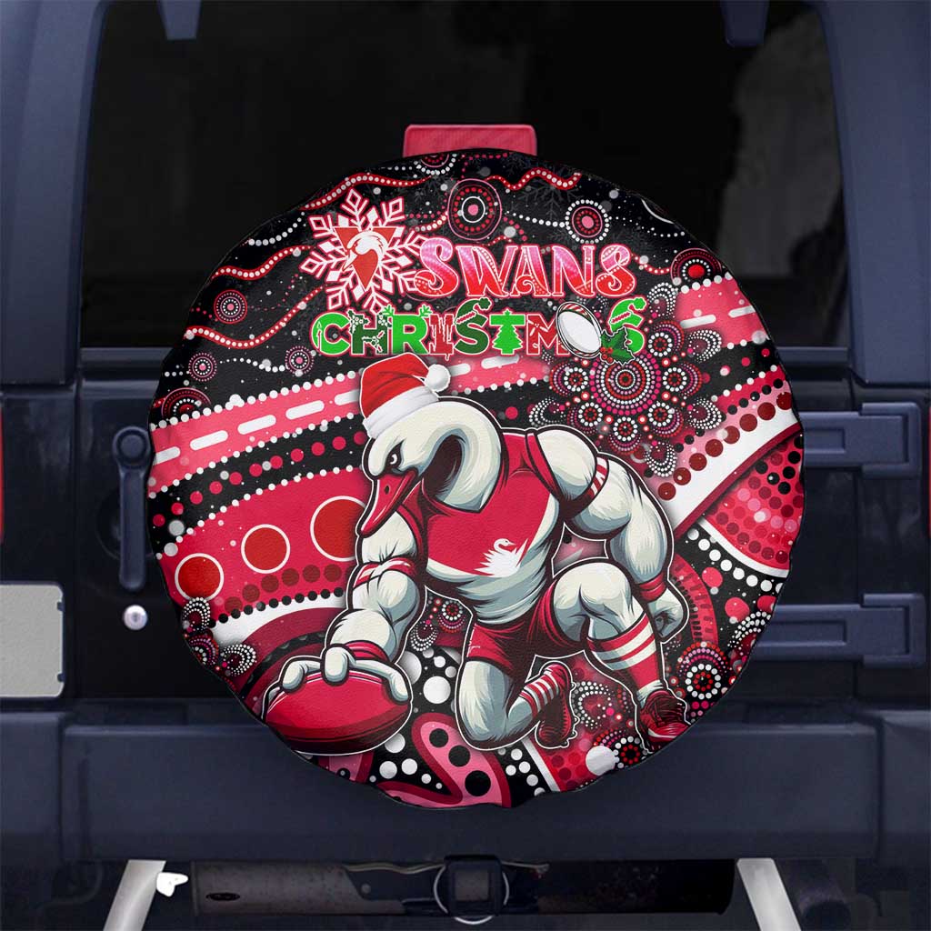 Merry Christmas AFL Swans Spare Tire Cover Aboriginal Santa Football Mascot DT02