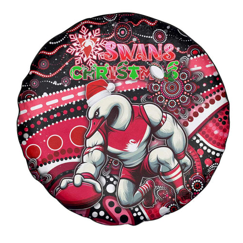 Merry Christmas AFL Swans Spare Tire Cover Aboriginal Santa Football Mascot DT02