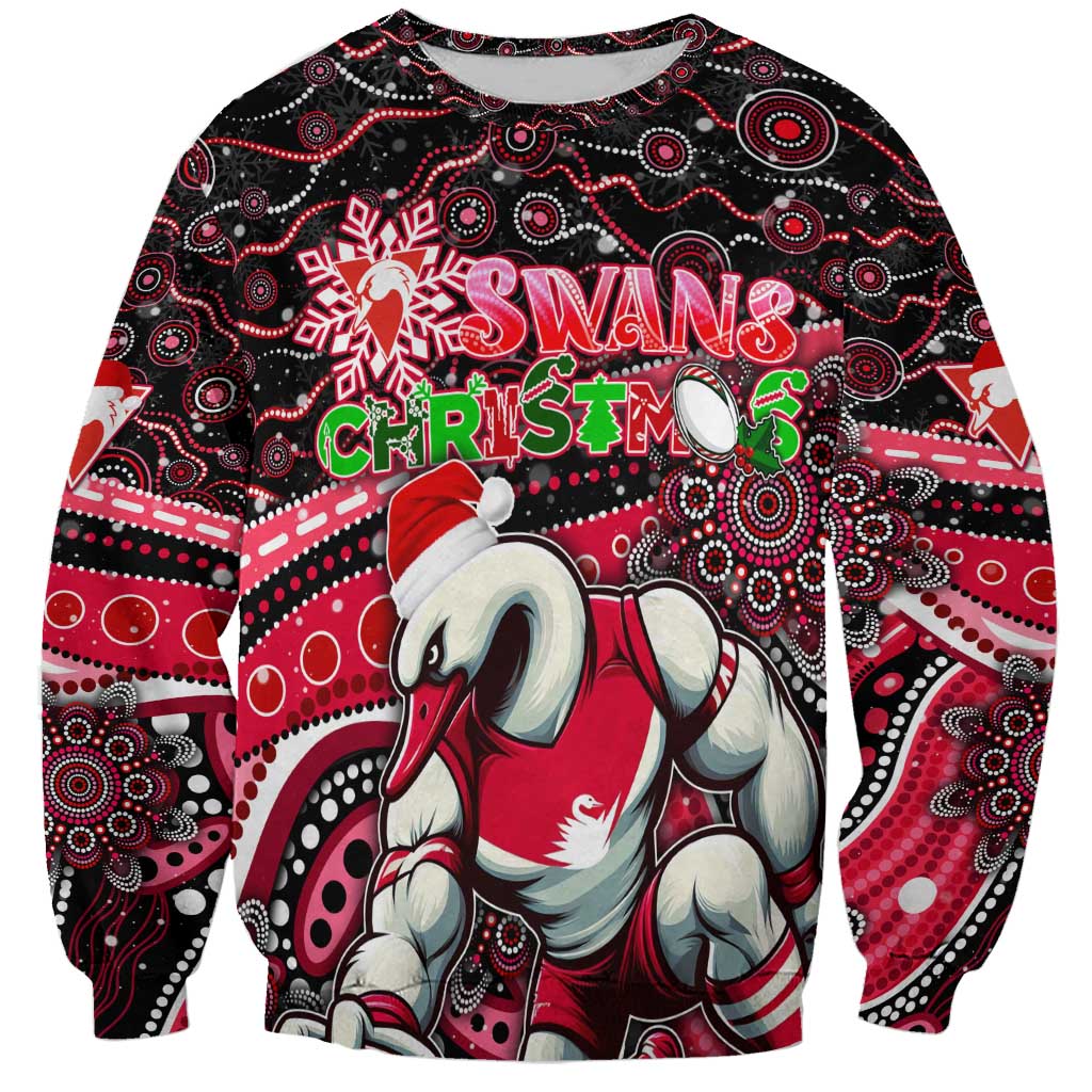 Merry Christmas AFL Swans Sweatshirt Aboriginal Santa Football Mascot DT02