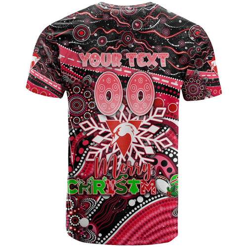 Merry Christmas AFL Swans T Shirt Aboriginal Santa Football Mascot DT02