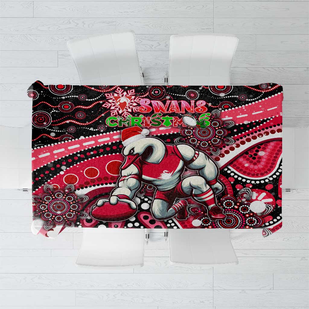 Merry Christmas AFL Swans Tablecloth Aboriginal Santa Football Mascot DT02