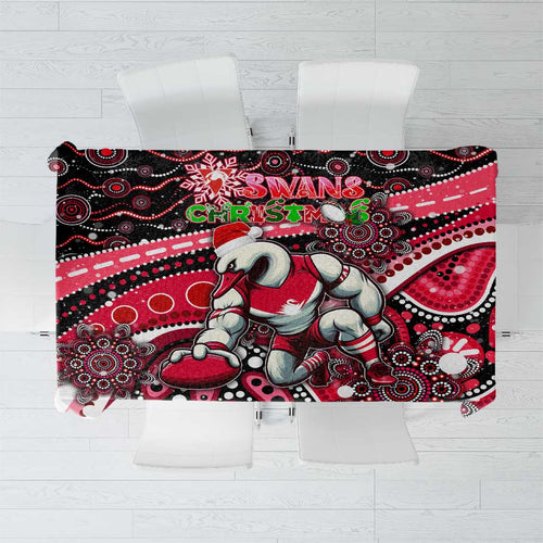 Merry Christmas AFL Swans Tablecloth Aboriginal Santa Football Mascot DT02
