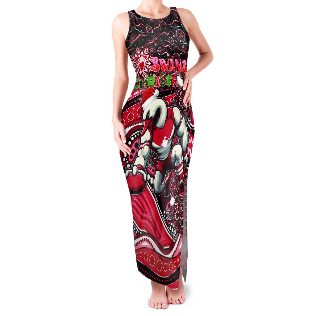 Merry Christmas AFL Swans Tank Maxi Dress Aboriginal Santa Football Mascot DT02