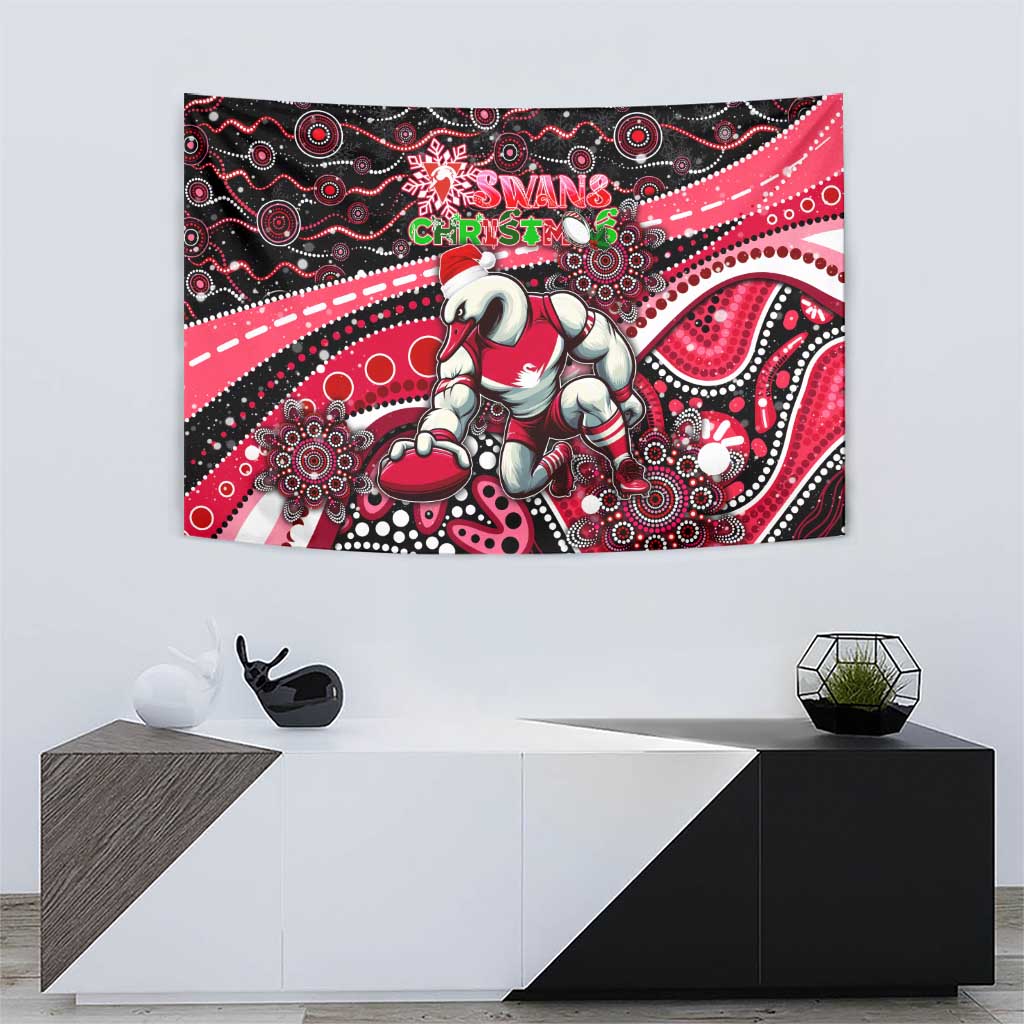Merry Christmas AFL Swans Tapestry Aboriginal Santa Football Mascot DT02