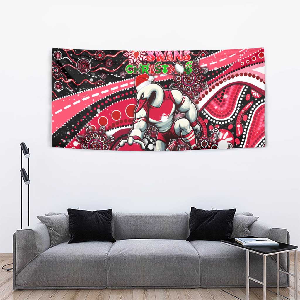 Merry Christmas AFL Swans Tapestry Aboriginal Santa Football Mascot DT02