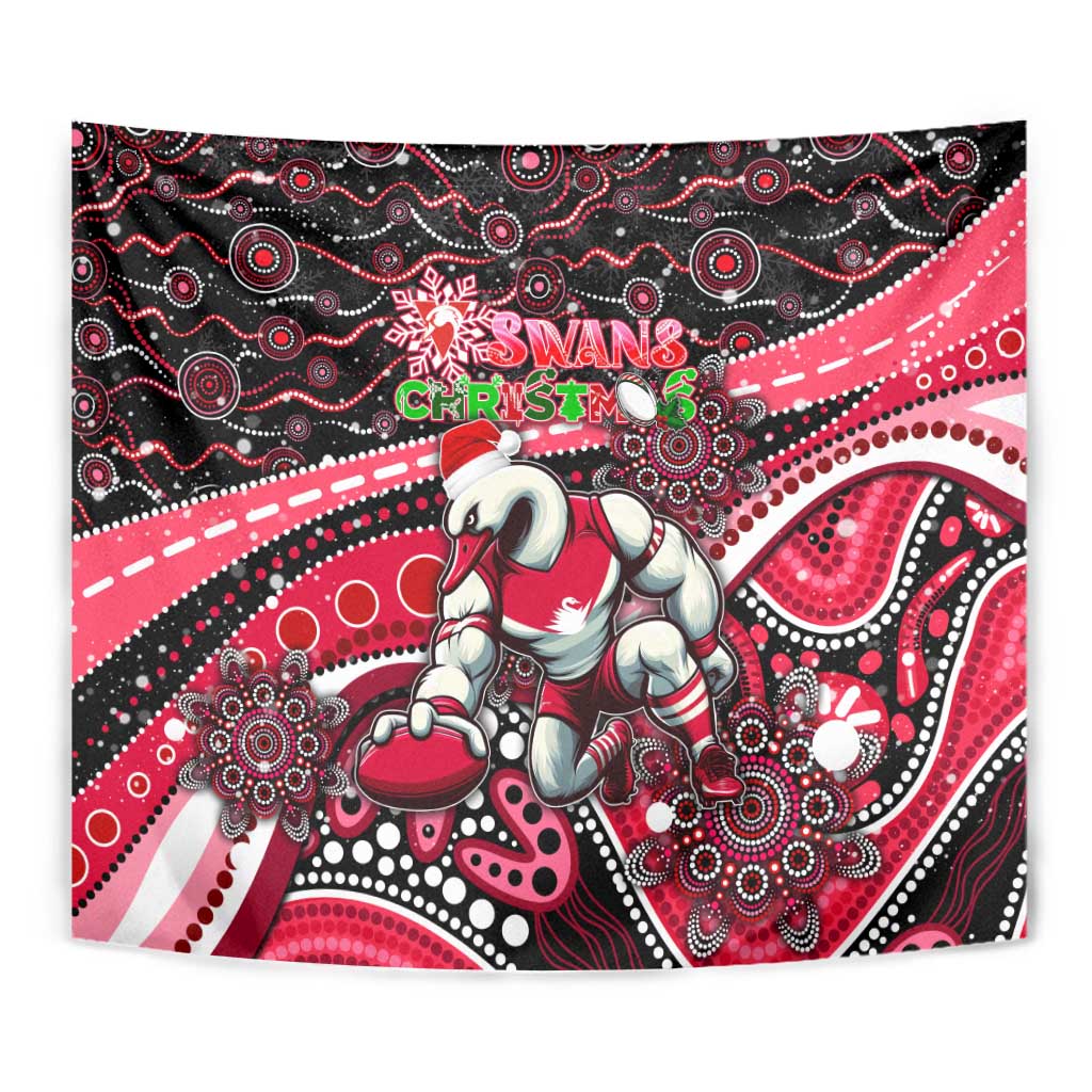 Merry Christmas AFL Swans Tapestry Aboriginal Santa Football Mascot DT02
