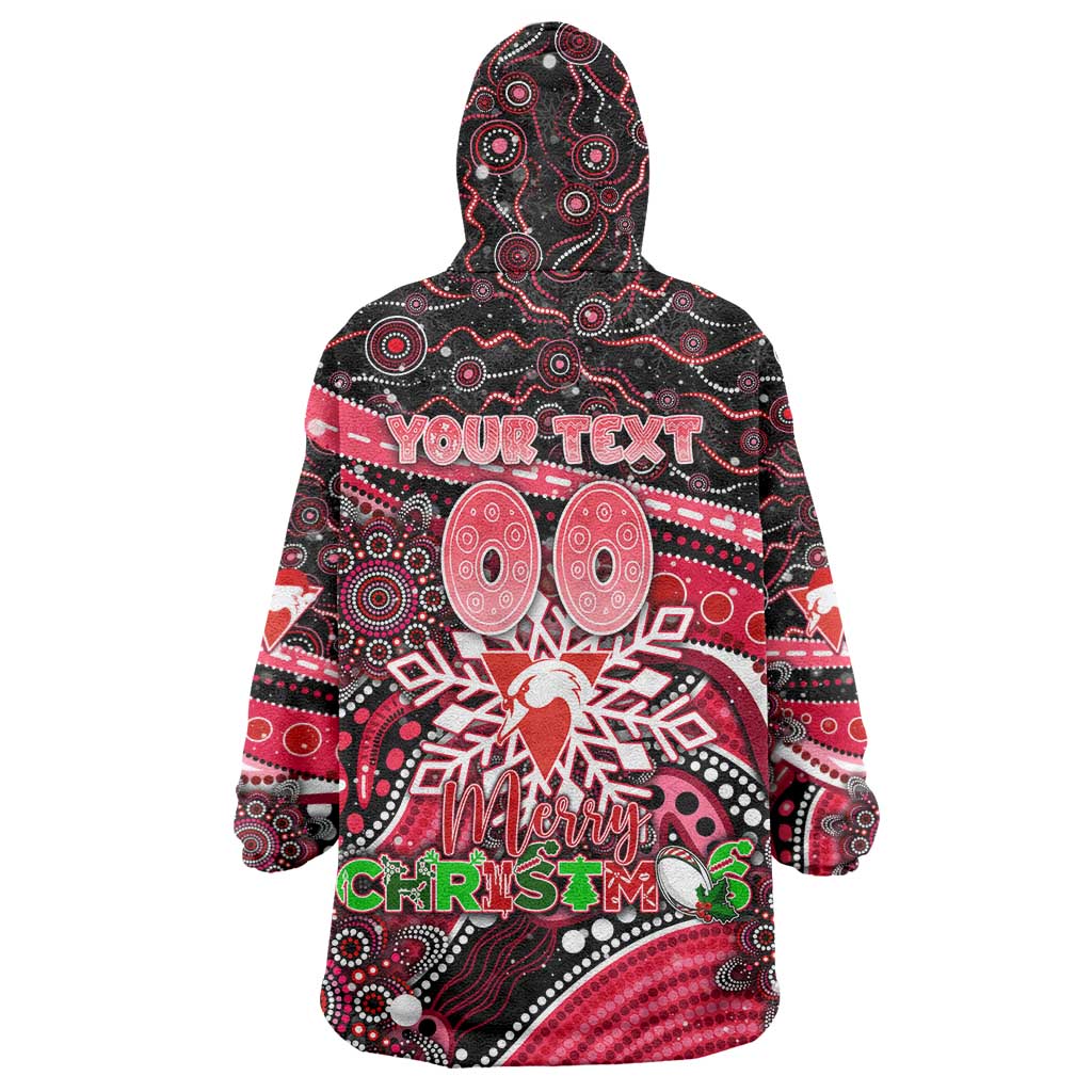 Merry Christmas AFL Swans Wearable Blanket Hoodie Aboriginal Santa Football Mascot DT02