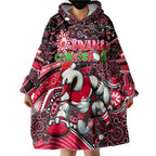 Merry Christmas AFL Swans Wearable Blanket Hoodie Aboriginal Santa Football Mascot DT02