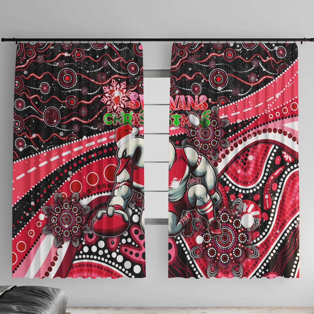 Merry Christmas AFL Swans Window Curtain Aboriginal Santa Football Mascot DT02