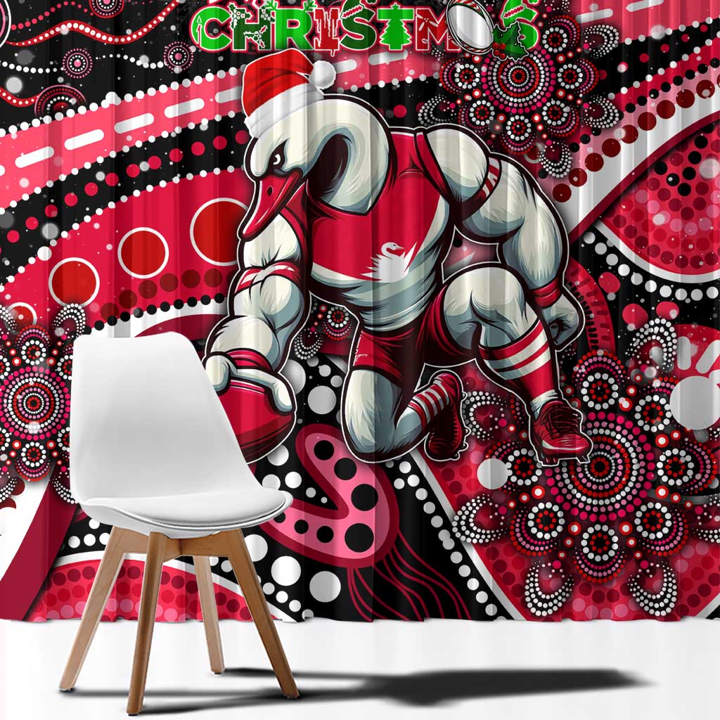 Merry Christmas AFL Swans Window Curtain Aboriginal Santa Football Mascot DT02