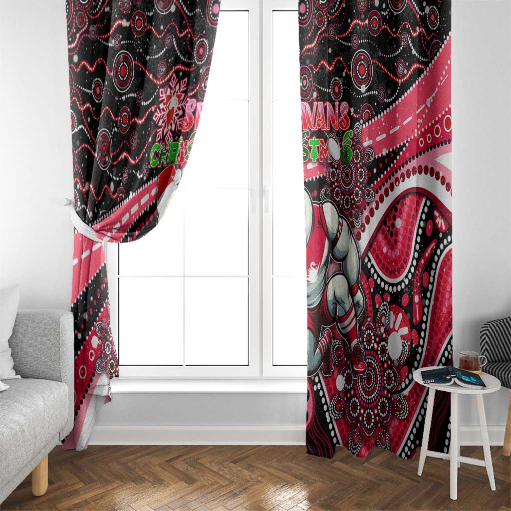 Merry Christmas AFL Swans Window Curtain Aboriginal Santa Football Mascot DT02