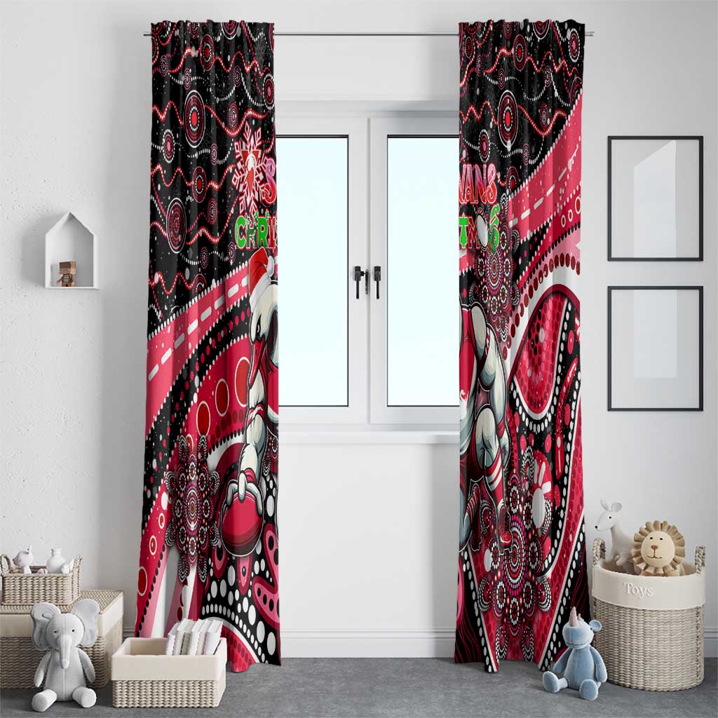 Merry Christmas AFL Swans Window Curtain Aboriginal Santa Football Mascot DT02