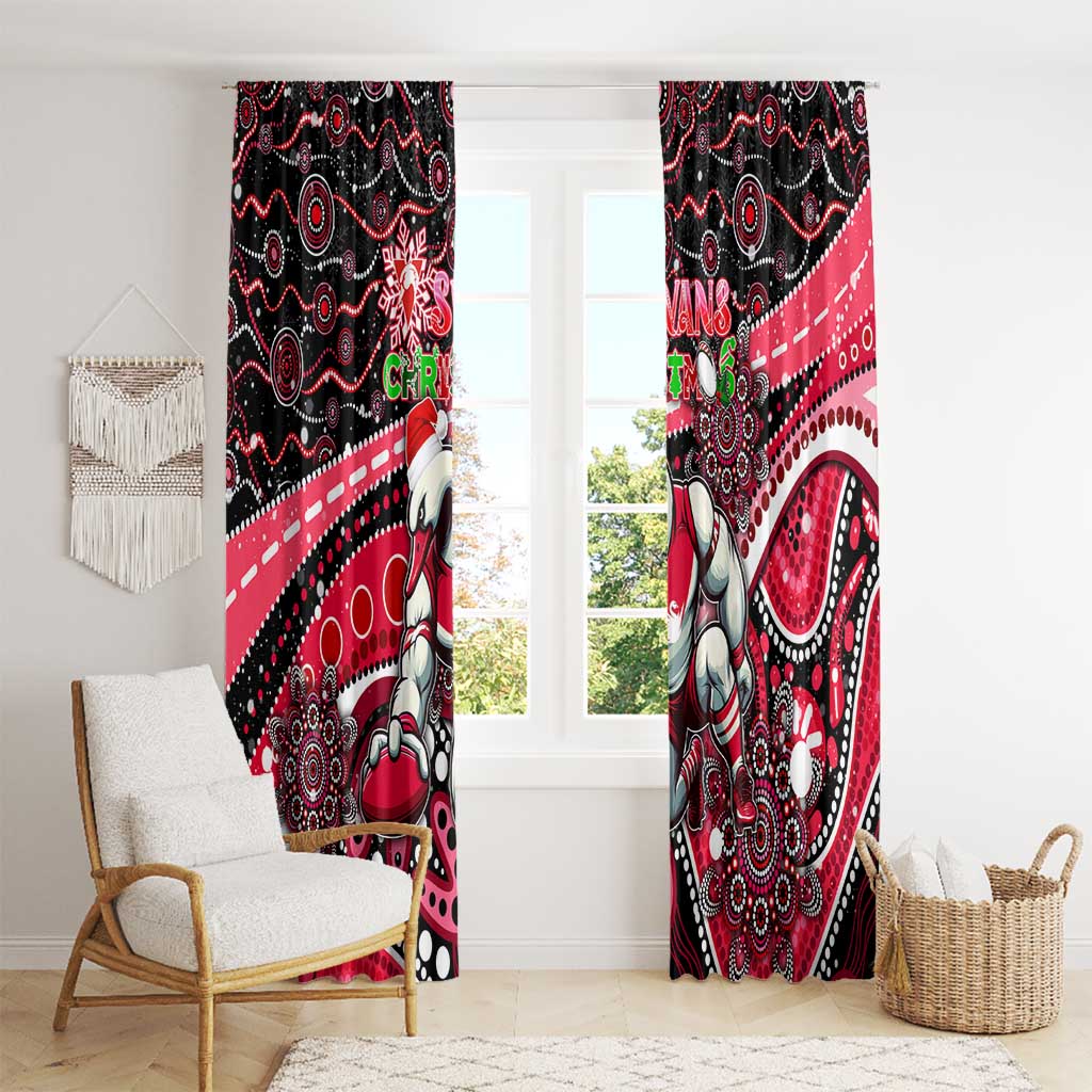 Merry Christmas AFL Swans Window Curtain Aboriginal Santa Football Mascot DT02