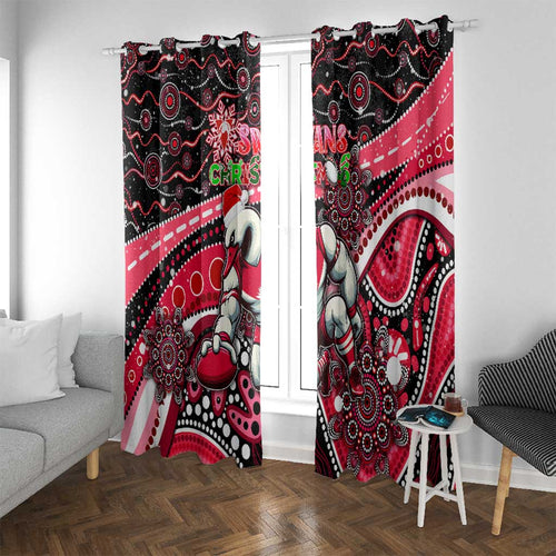 Merry Christmas AFL Swans Window Curtain Aboriginal Santa Football Mascot DT02