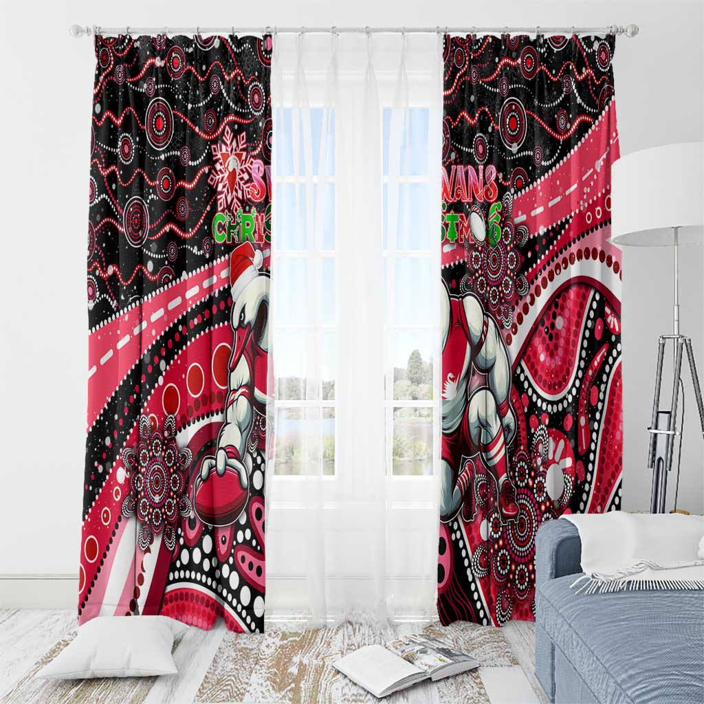 Merry Christmas AFL Swans Window Curtain Aboriginal Santa Football Mascot DT02