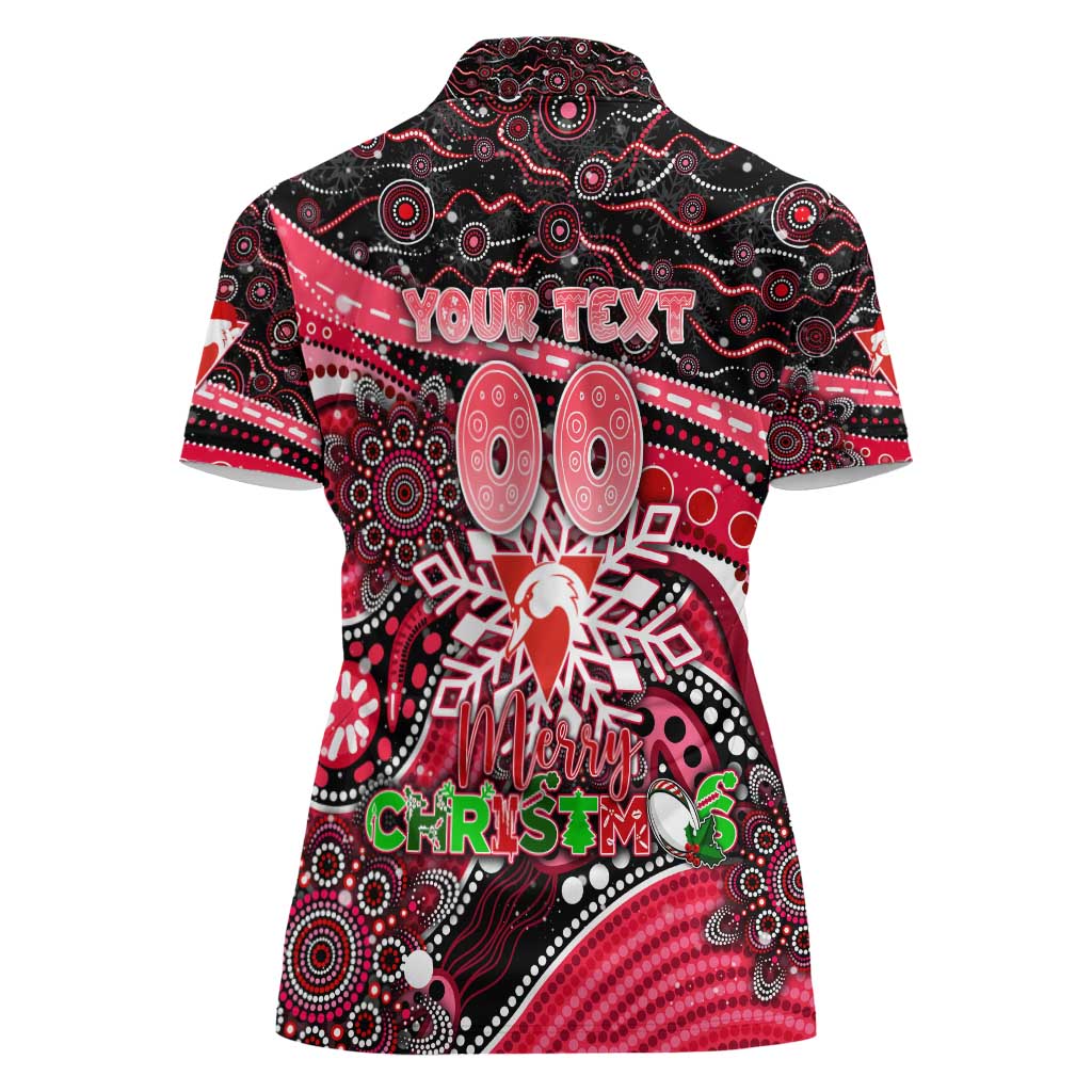 Merry Christmas AFL Swans Women Polo Shirt Aboriginal Santa Football Mascot DT02
