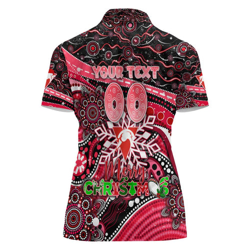 Merry Christmas AFL Swans Women Polo Shirt Aboriginal Santa Football Mascot DT02