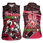Merry Christmas AFL Swans Women Sleeveless Polo Shirt Aboriginal Santa Football Mascot DT02