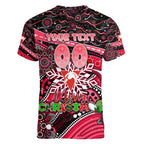Merry Christmas AFL Swans Women V-Neck T-Shirt Aboriginal Santa Football Mascot DT02