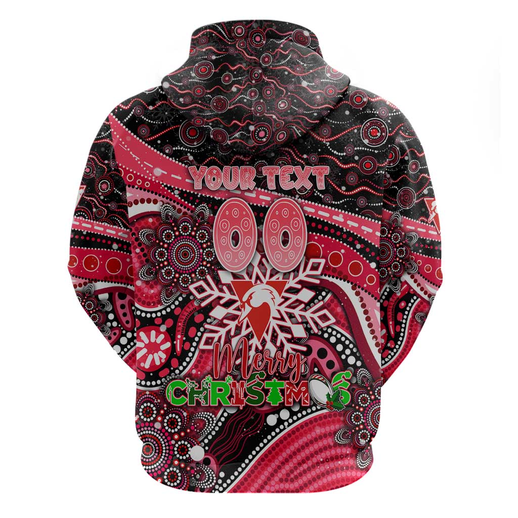 Merry Christmas AFL Swans Zip Hoodie Aboriginal Santa Football Mascot DT02