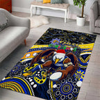 Merry Christmas AFL Eagles Area Rug Aboriginal Santa Football Mascot