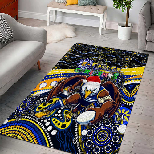 Merry Christmas AFL Eagles Area Rug Aboriginal Santa Football Mascot