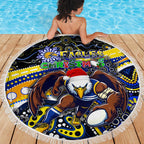Merry Christmas AFL Eagles Beach Blanket Aboriginal Santa Football Mascot