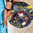 Merry Christmas AFL Eagles Beach Blanket Aboriginal Santa Football Mascot