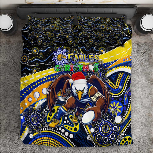 Merry Christmas AFL Eagles Bedding Set Aboriginal Santa Football Mascot